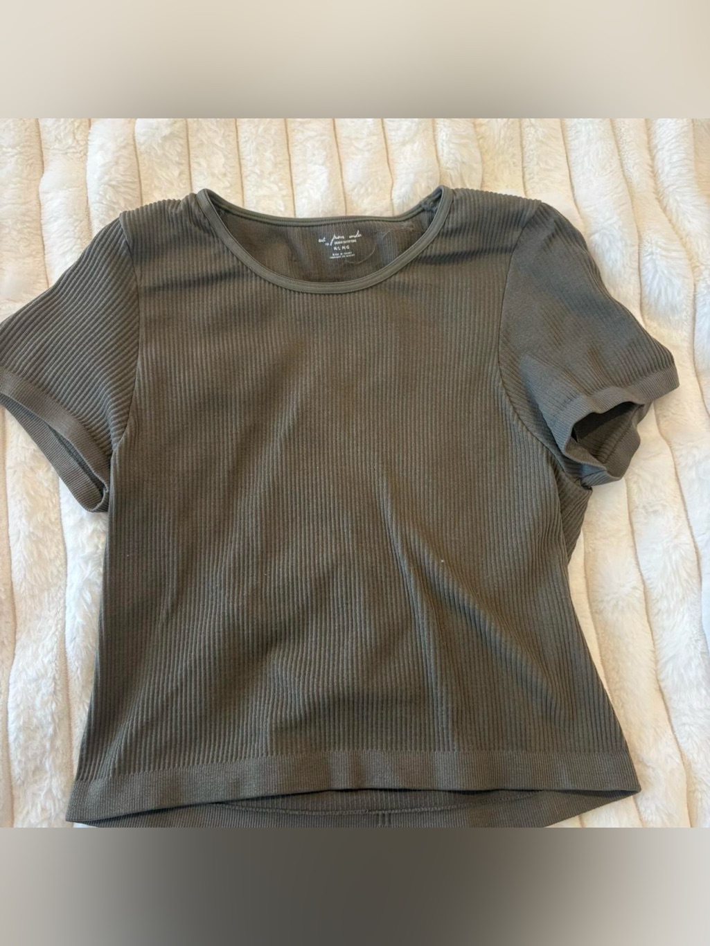 Out From Under (Urban Outfitters) Olive Ribbed Short Sleeve Tee